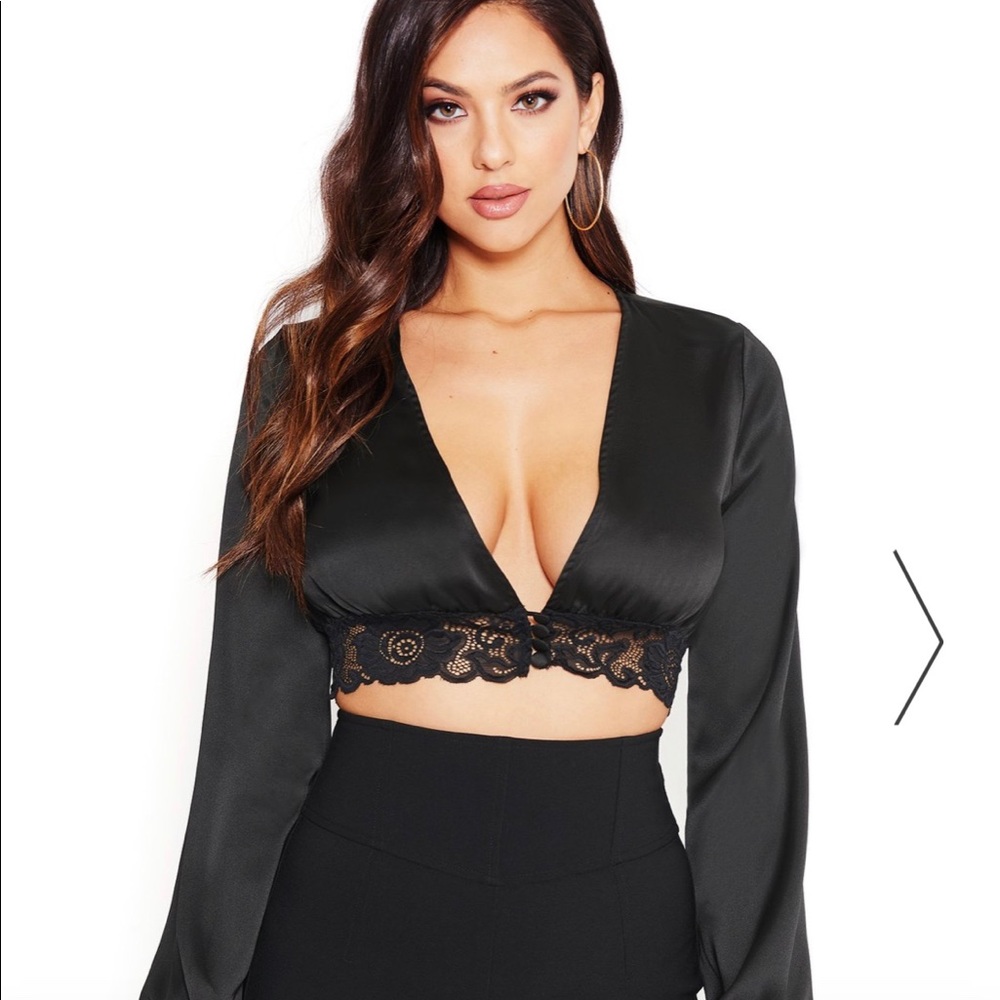 Bebe XL LACE TRIM SLINKY CROP TOP